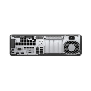 HP EliteDesk 800 G5 SFF van achter te zien met alle ports aan die kant
